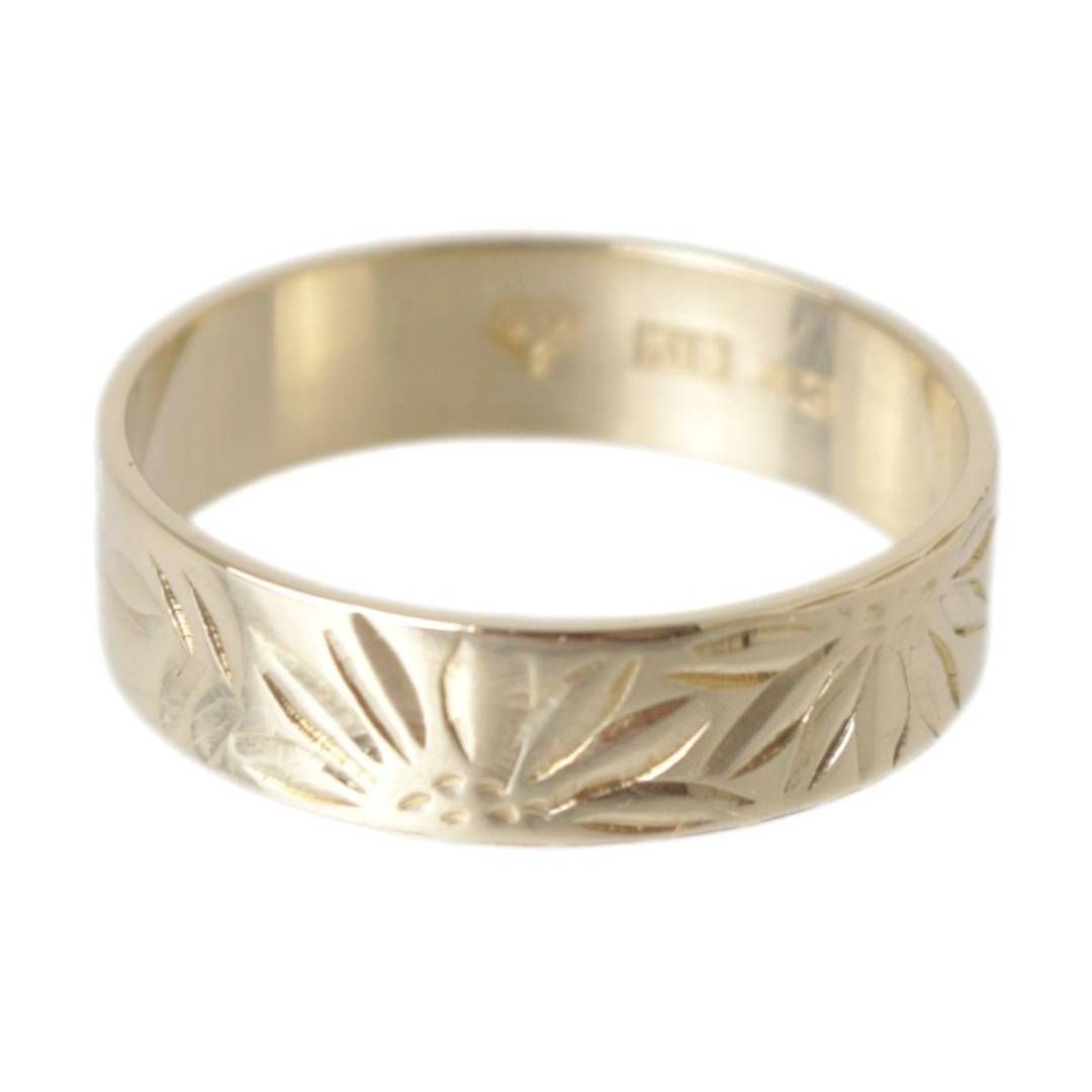 k18 平打ち 彫刻リング K18 平打ちリング 2.57g指輪 リング 刻印あり K18