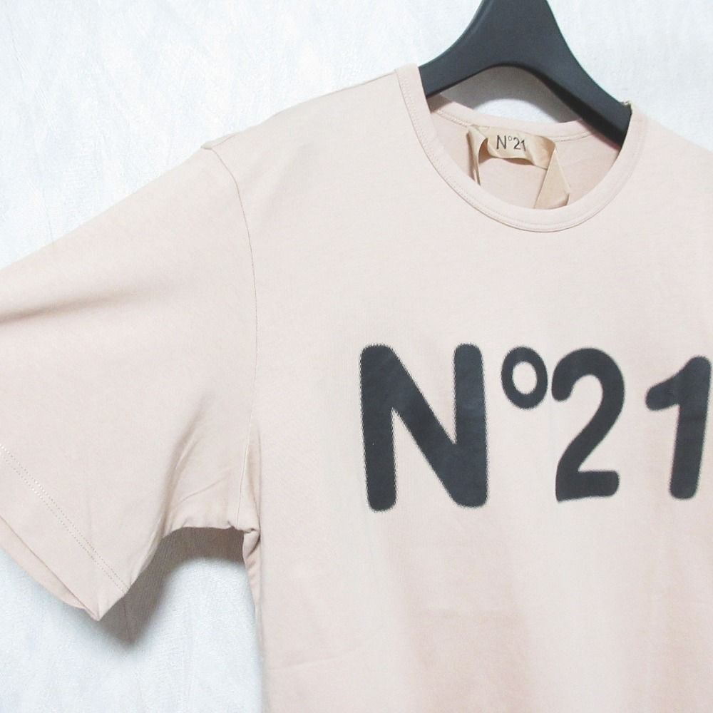 美品 N21 ヌメロヴェントゥーノ ドットロゴプリント 半袖 クルーネック Tシャツ カットソー 36 ピンク レディース 古着 中古 美品 N21 ヌメロヴェントゥーノ ドットロゴプリント 半袖 クルー