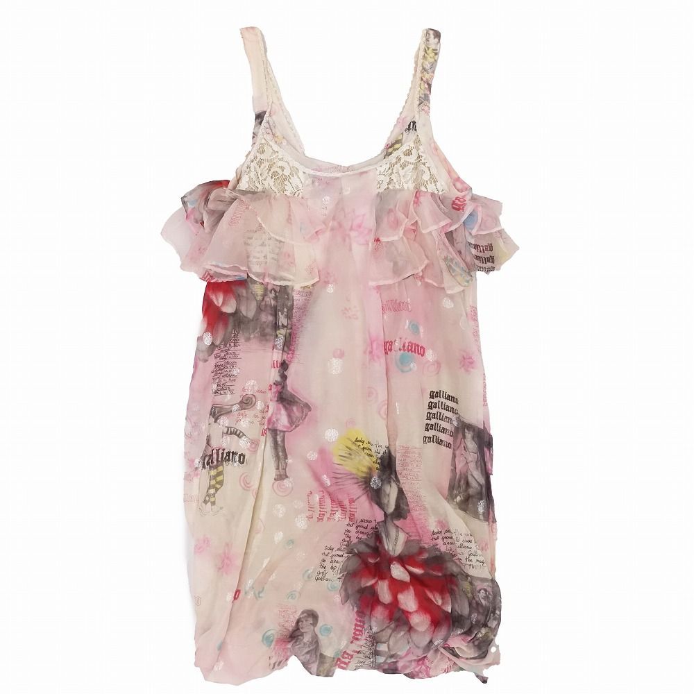 galliano ジョンガリアーノ 総柄 シルク キャミワンピ ワンピース