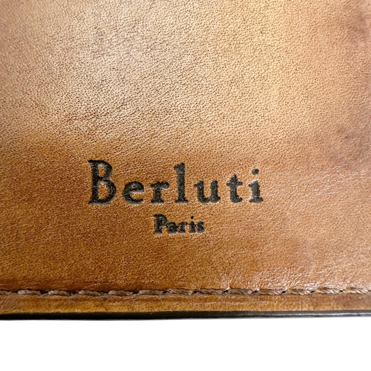 ベルルッティ 2つ折り長札入れ カリグラフィ 長財布 Berluti ブラウン