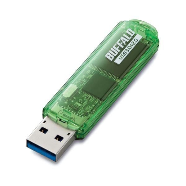 （まとめ）バッファロー USB3.0対応USBメモリー スタンダードモデル 16GB グリーン RUF3-C16GA-GR 1個〔×2セット〕
