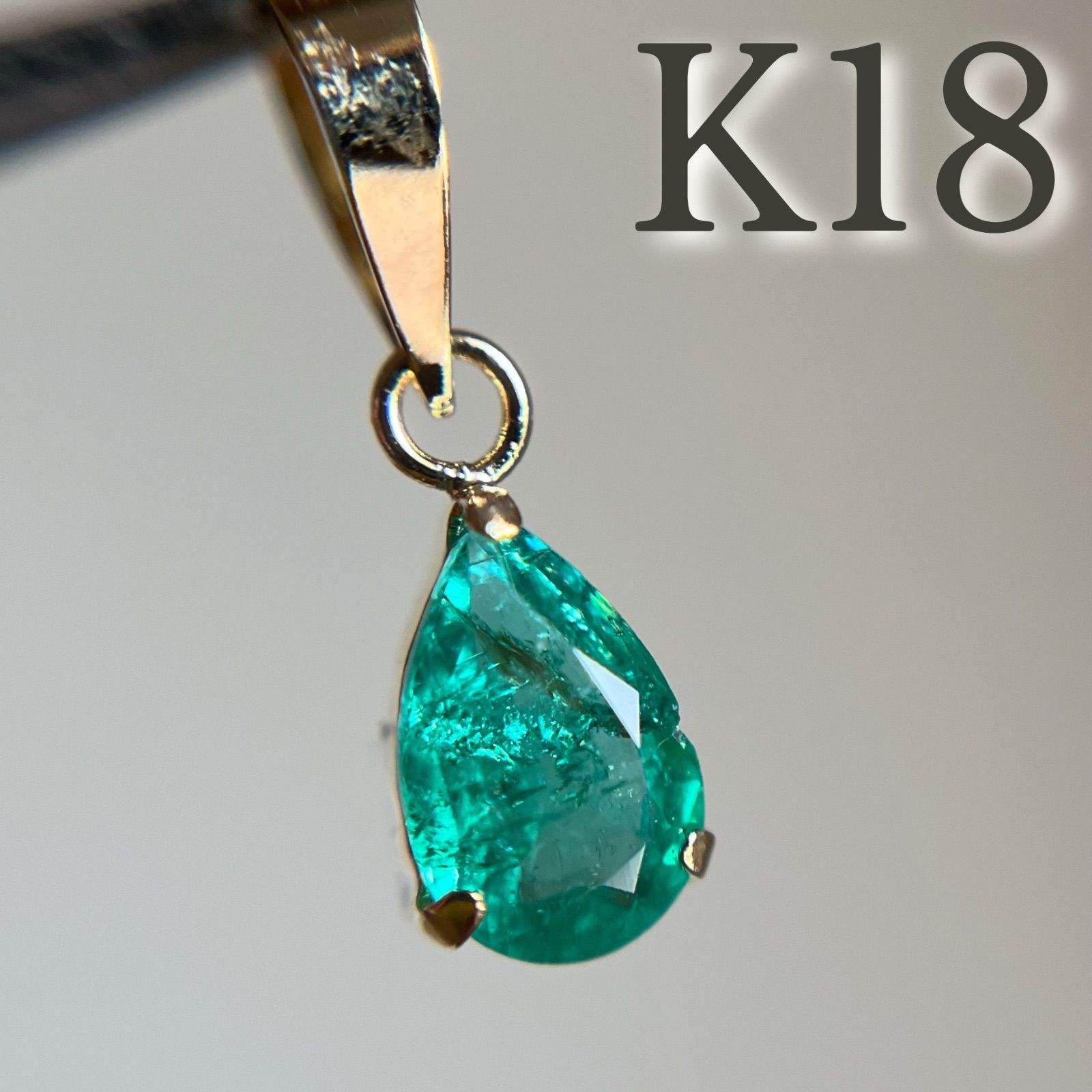K18 天然石エメラルド ペンダントトップ 18金イエローゴールド oval K18 天然石エメラルド ペンダントトップ 18金イエローゴールド