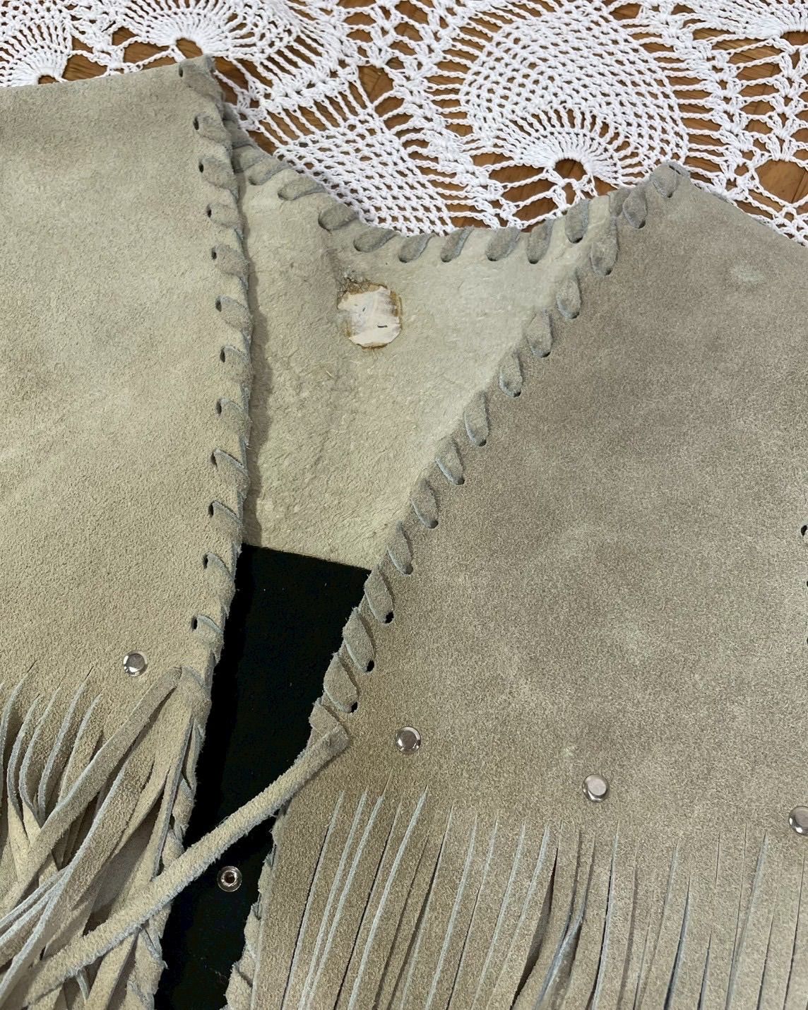70s 80s 古着　レザーベスト　フリンジ　編み上げ　ヴィンテージ　ウエスタン vintage leather fringe design vest ヴィンテージ レザー