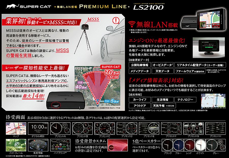LS2100 ユピテル Yupiteru SUPER CAT レーザー&レーダー探知機 2ピース ...