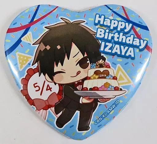 中古】バッジ・ピンズ 折原臨也(俺とケーキ/ミニキャラ) ハート型缶