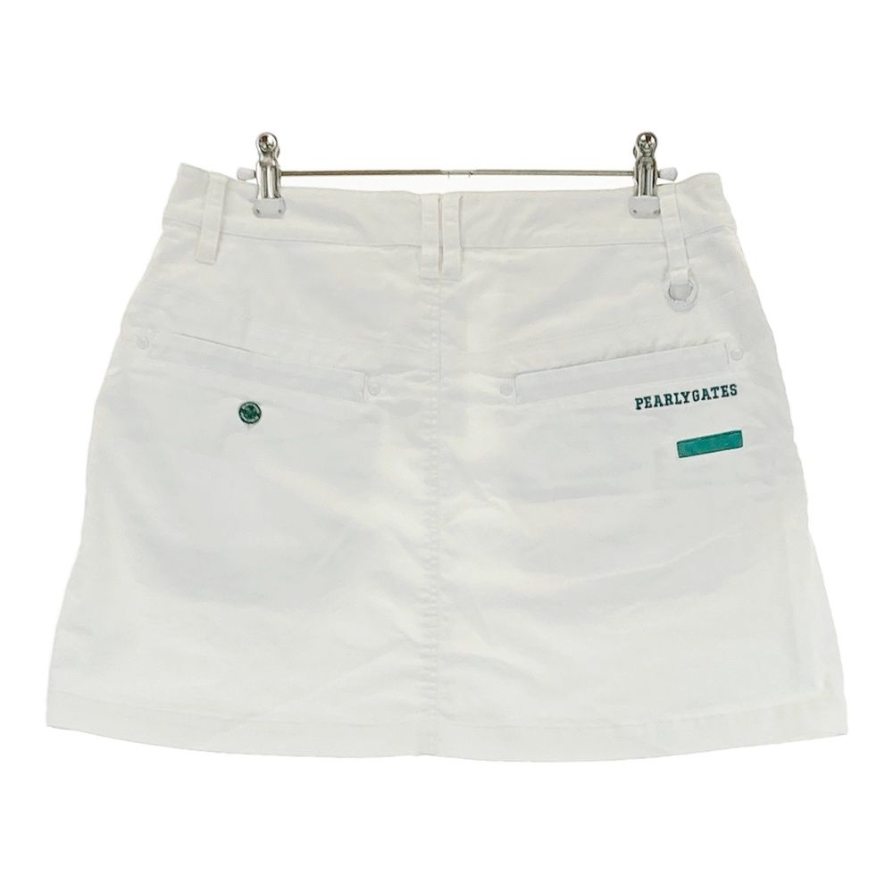 パーリーゲイツ スカート 白×グリーン メッシュ ストライプ レディース