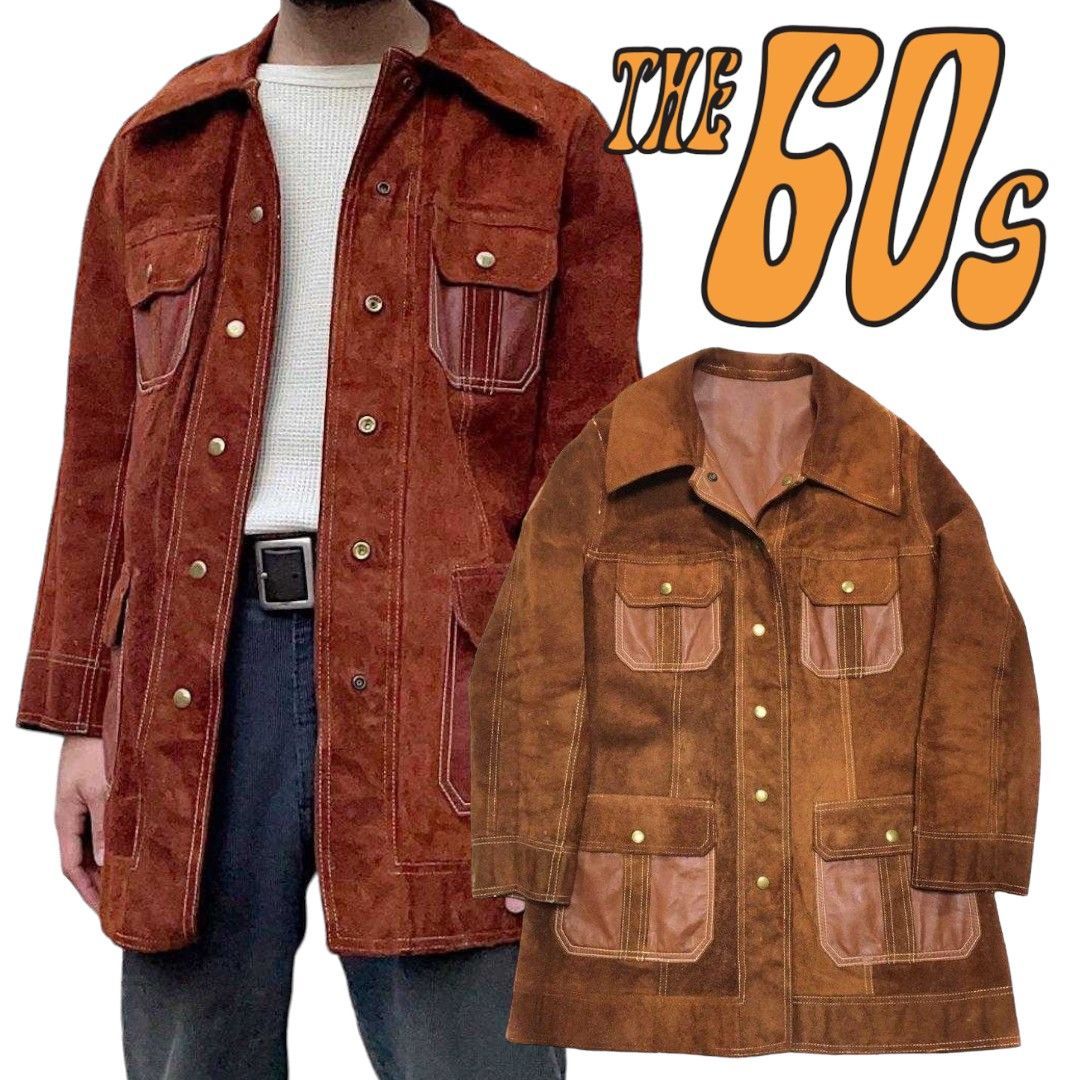 ジャケット 60s リバーシブル コート ロング丈 レザー ビンテージ 古着  