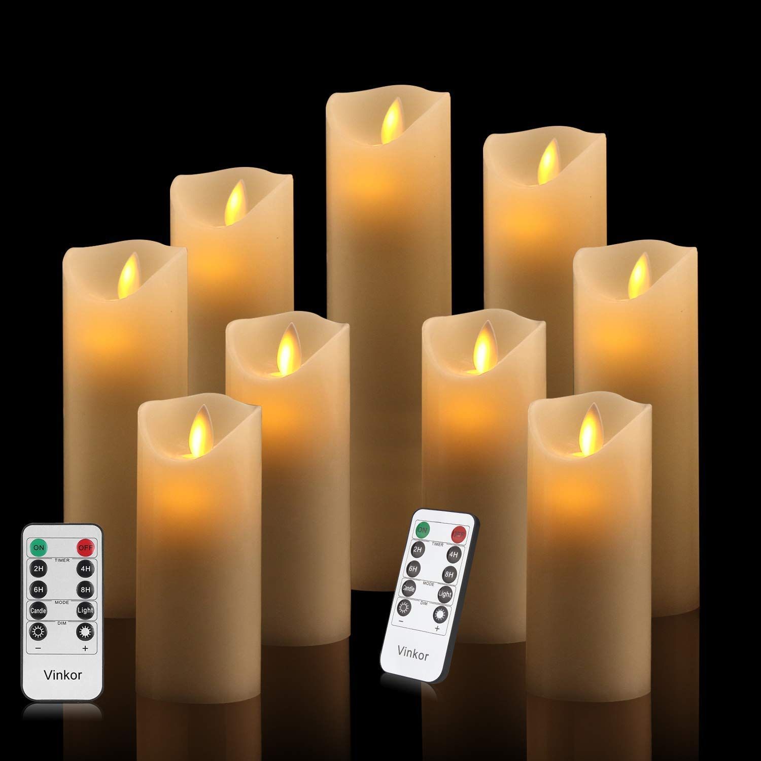 9点セット LED キャンドル ライト リモコン付き 自動消灯タイマー 癒し 雰囲気 (9点セット)