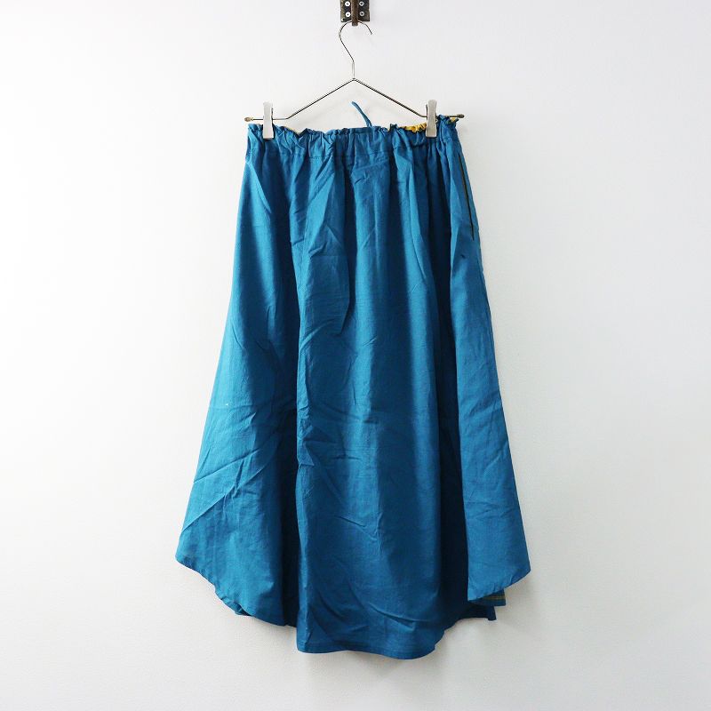 【人気おしゃれ】 定価24200円 2025秋のよそおい掲載品 パラスパレス pal las palace 染色 コットンローンギャザーロングスカート 0 ブルー 2400014461305 臨場感のある