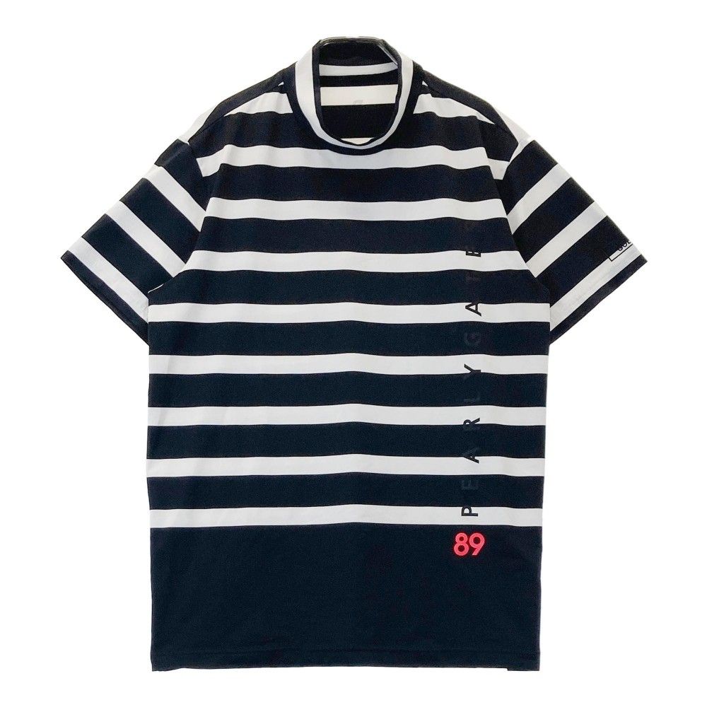 サイズ 6 PEARLY GATES パーリーゲイツ 2025年モデル ハイネック 半袖Tシャツ ボーダー柄 ネイビー系 240101440522 ゴルフウェア メンズ ストスト