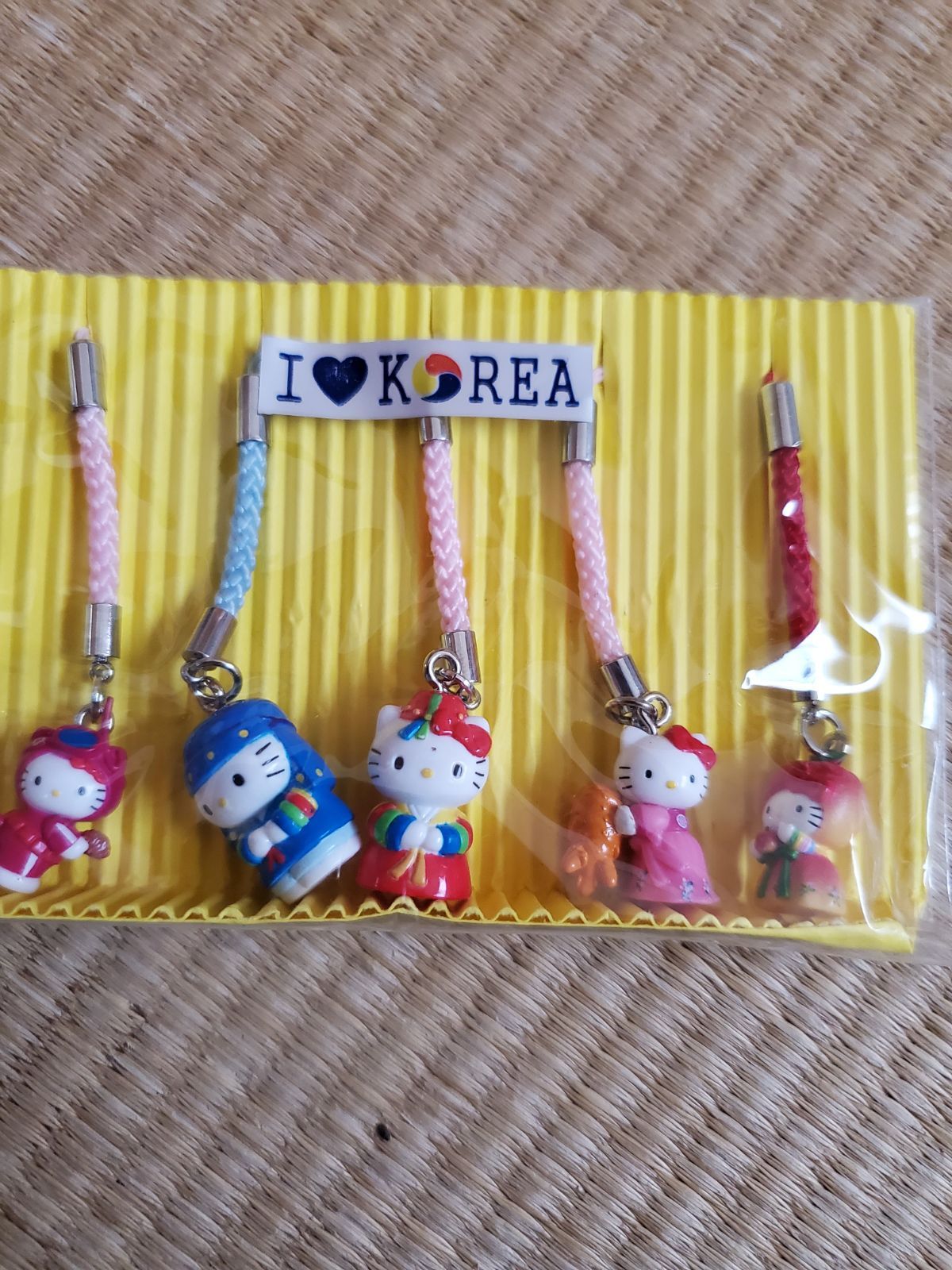 レア！キティ 根付 ストラップ I LOVE KOREA 韓国キティ5種セット 