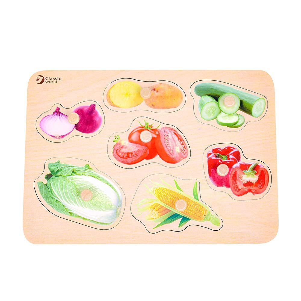 型はめパズル 1歳 木製 パズル 野菜 食べ物 かたはめ ペグパズル 木のおもち