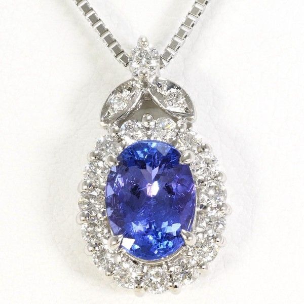 PT900 PT850 ネックレス necklace タンザナイト 1.35 ダイヤ 0.39 総重量約5.4g 約45cm