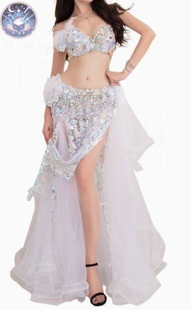 ベリーダンス衣装 上下セット 羽根 ブラ スカート オーダーメイド 新品未使用 ベリーダンス衣装 上下セット 羽根 ブラ スカート