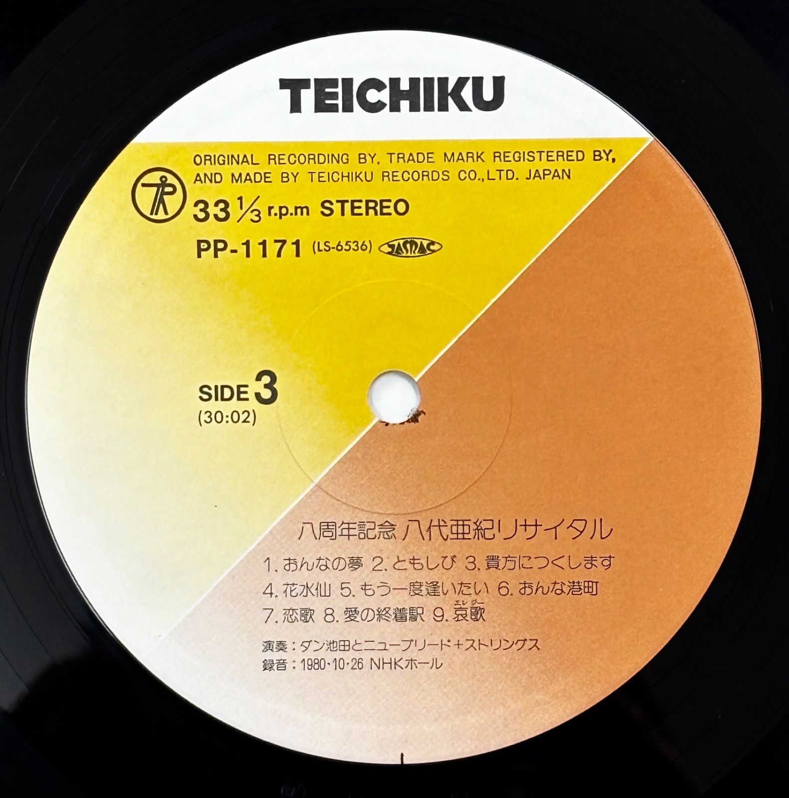 超希少品⭐️八代亜紀】 8周年記念リサイタル 33 ⅓ r.p.m STEREO PP