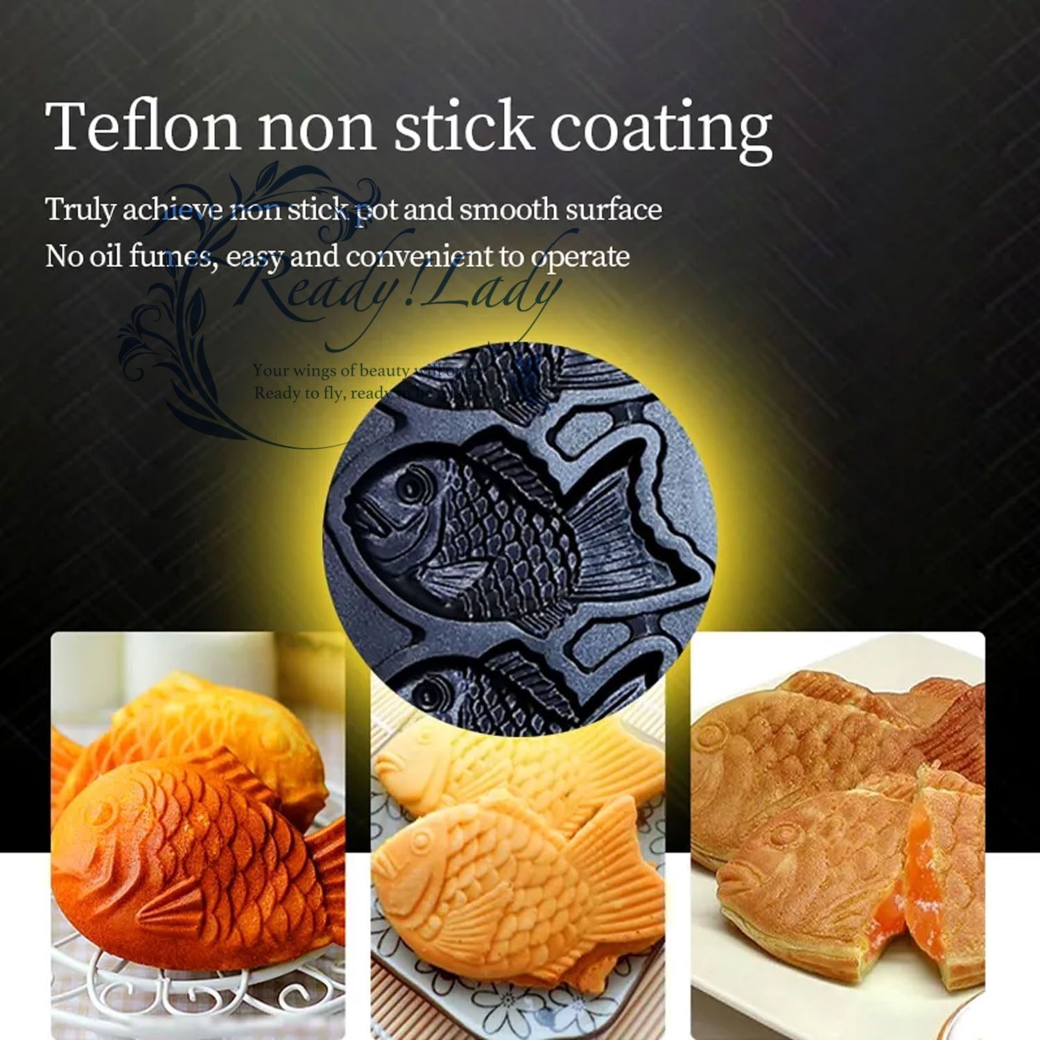 業務用ガスたい焼きメーカー 3個ノンスティック和魚型ワッフルアイロン機 両面加熱 13cmたい焼き スナックバー