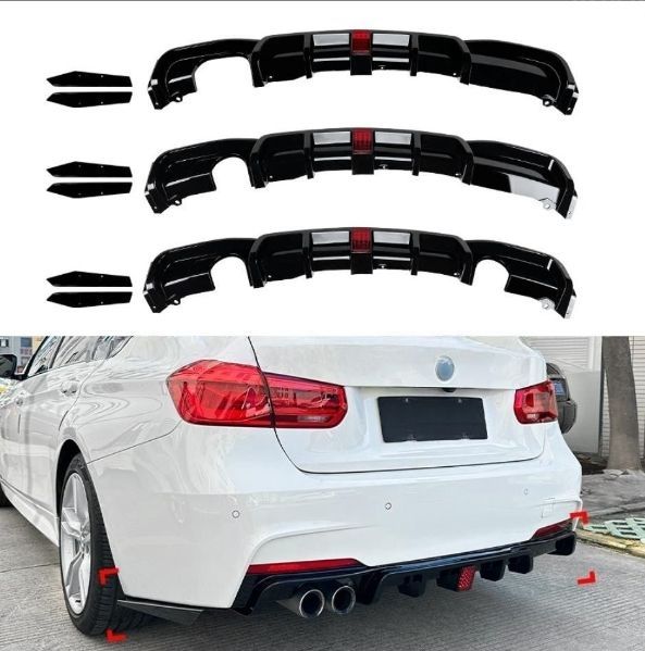 艶出しブラック BMW F30 M Sport 320i 325i 328i 330i 335i リアリアディフューザー1セット スタイル選択