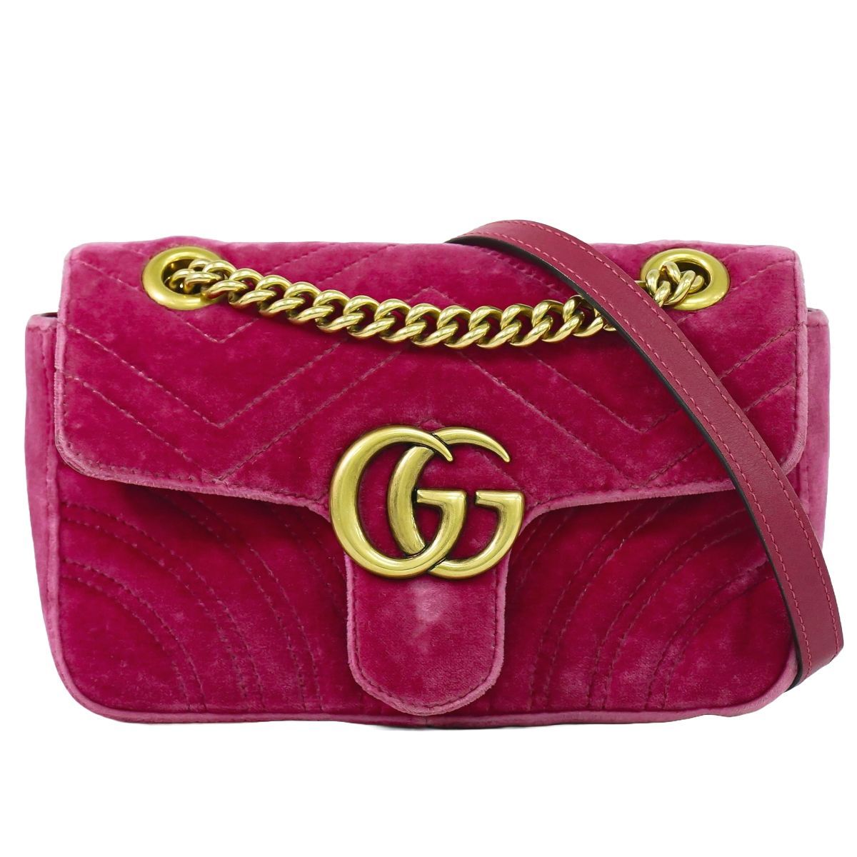 本物 グッチ GUCCI GGマーモント チェーン ショルダーバッグ