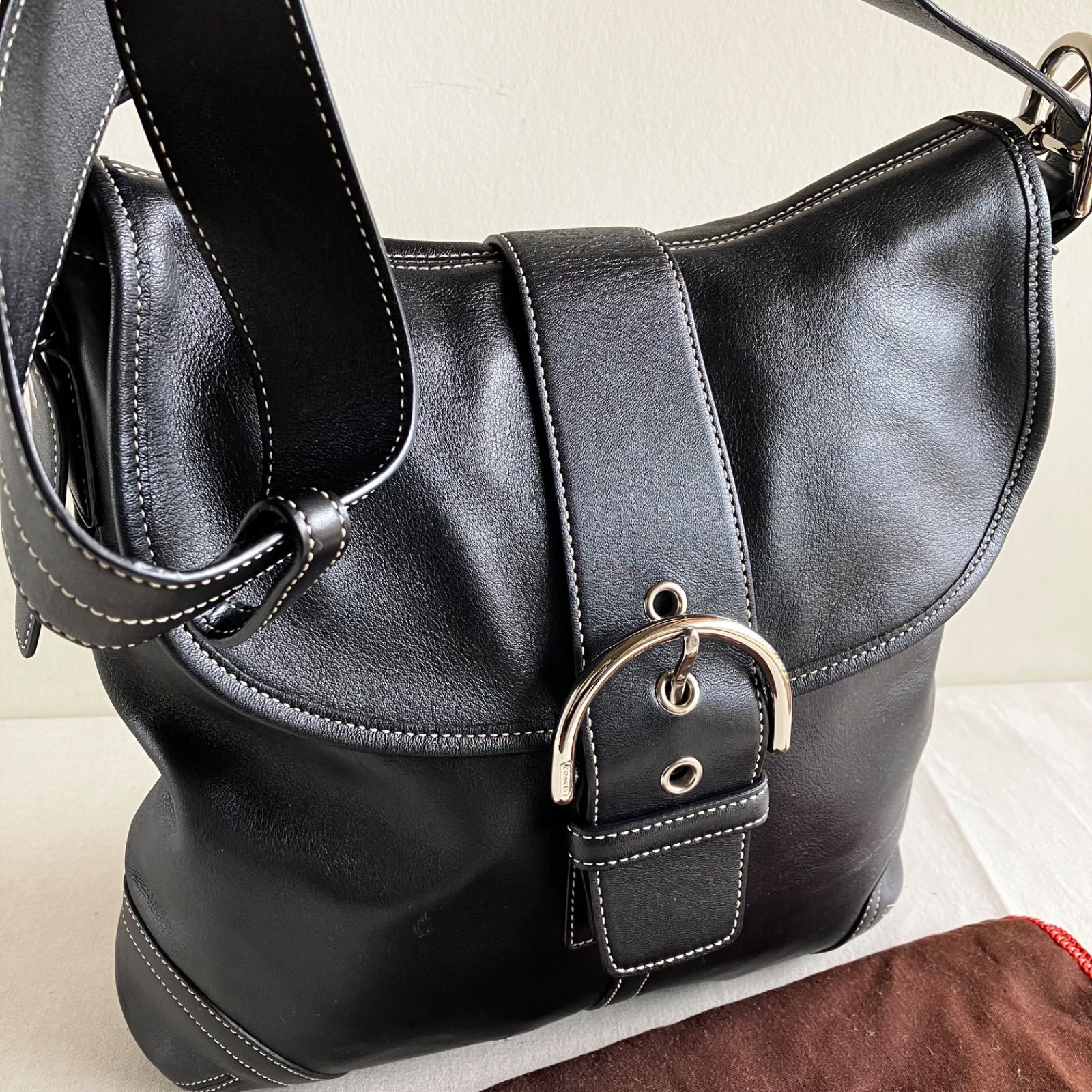 Coach Vintage y2k Soho Flap Black Leather Hobo Crossbody Shoulder