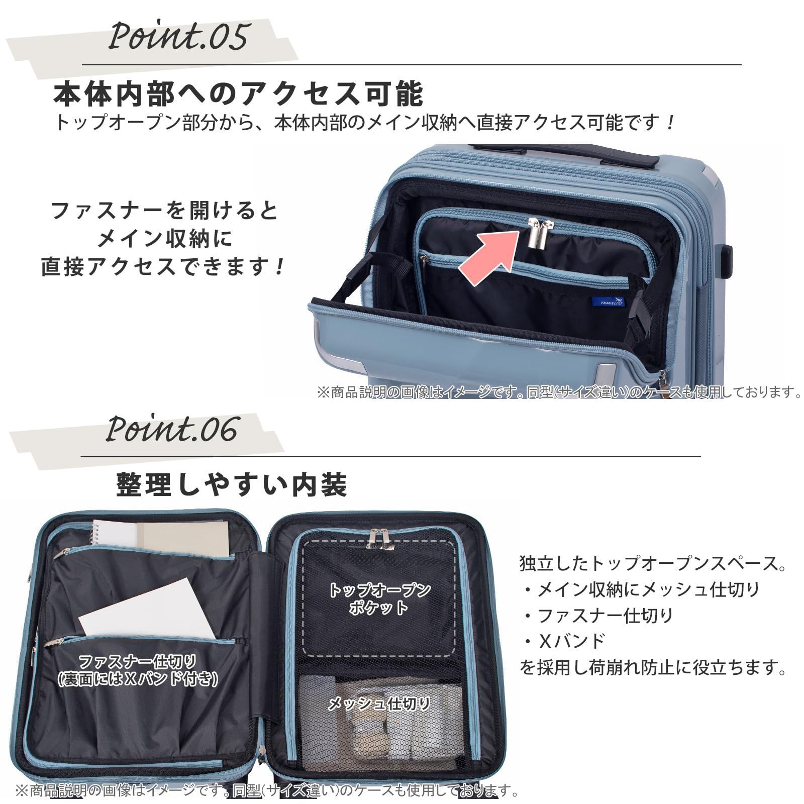 キャリーケース スーツケース　トップオープン　機内持ち込み　35㍑ トップオープン フロントオープン ストッパー付き 機内持ち込み