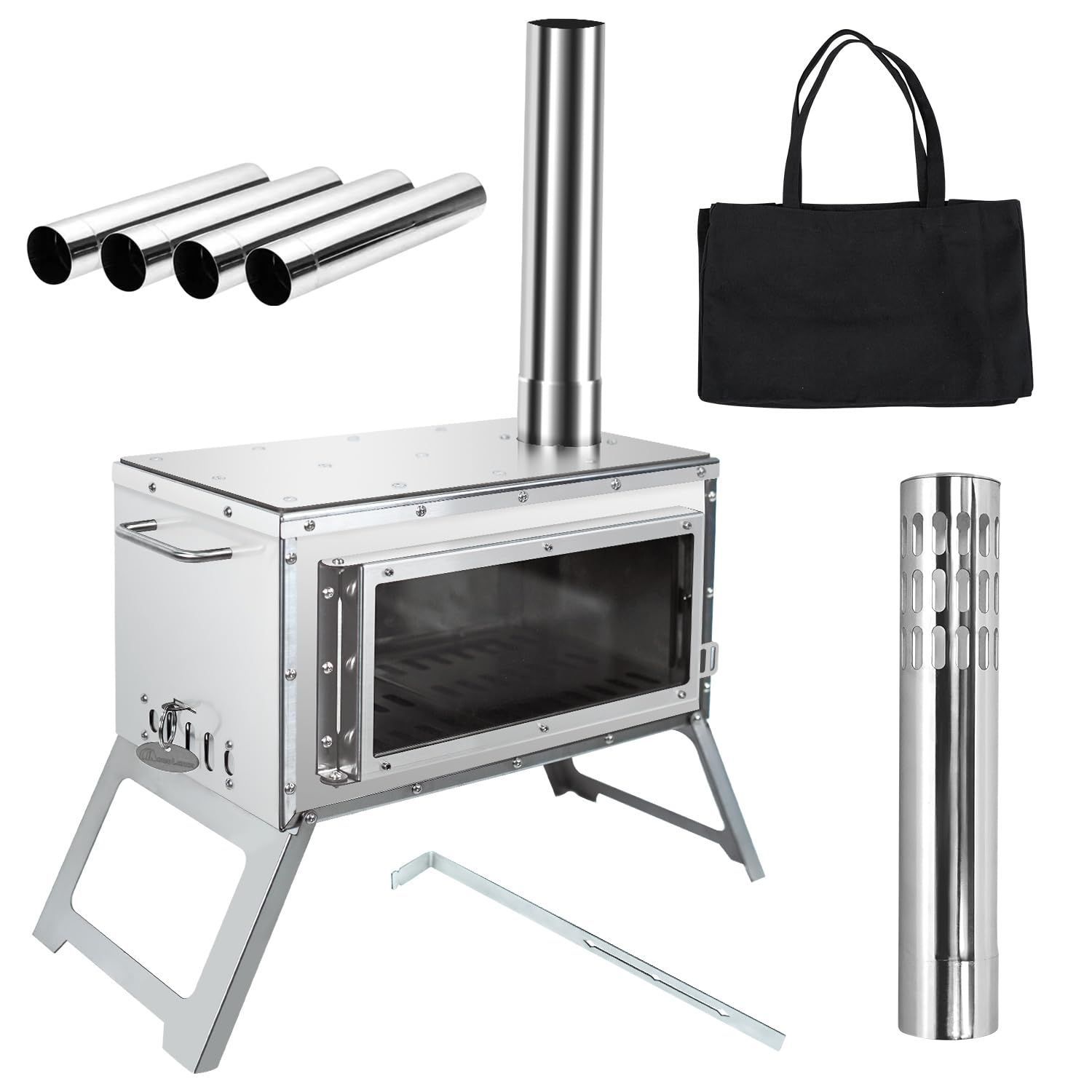 新品未使用】YOYOSTAR 薪ストーブ 耐熱ガラス窓 煙突 コンパクト