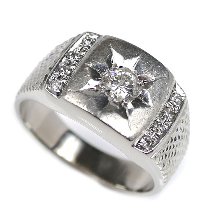 Pt900プラチナ リング 指輪 ダイヤモンド0.30ct|0.12ct 21号 18.6g メンズ