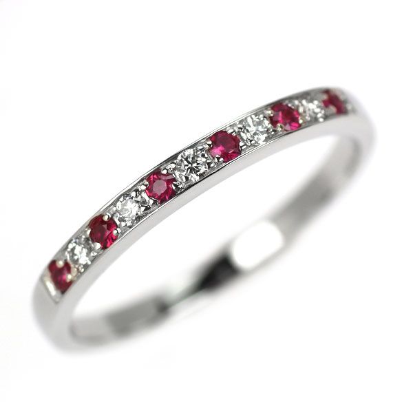 Pt950 ルビー ダイヤモンド リング R0.09ct D0.08ct 一文字 - メルカリ 