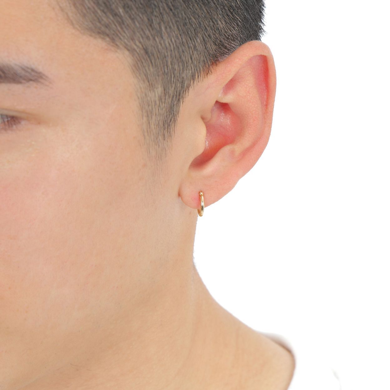 18金 フープピアス 1.5×10mm 片耳 ゴールド リング ピアス K18 18K 