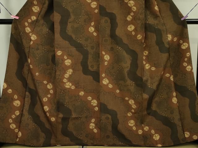 平和屋本店□極上 伝統工芸士 七代目 吉澤与市 紬 絞り 道長文 古代菊