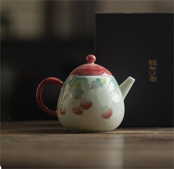 急? 手描きの苺の急? 陶器 手描きの苺 中国茶器 陶磁 台湾茶器