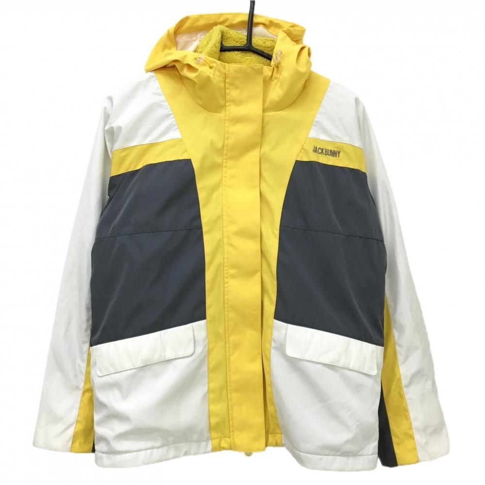 ジャックバニー 3WAYジャケット イエロー×白×グレー ボアベスト取外し可 蓄熱裏地 レディース 1 M ゴルフウェア Jack Bunny