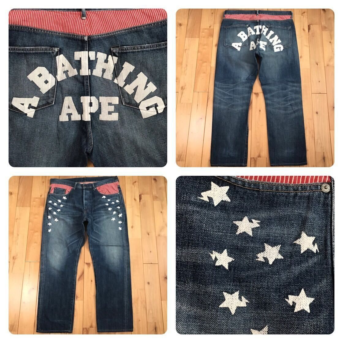 BAPESTA LOGO デニム パンツ Lサイズ a bathing ape star BAPE sta 