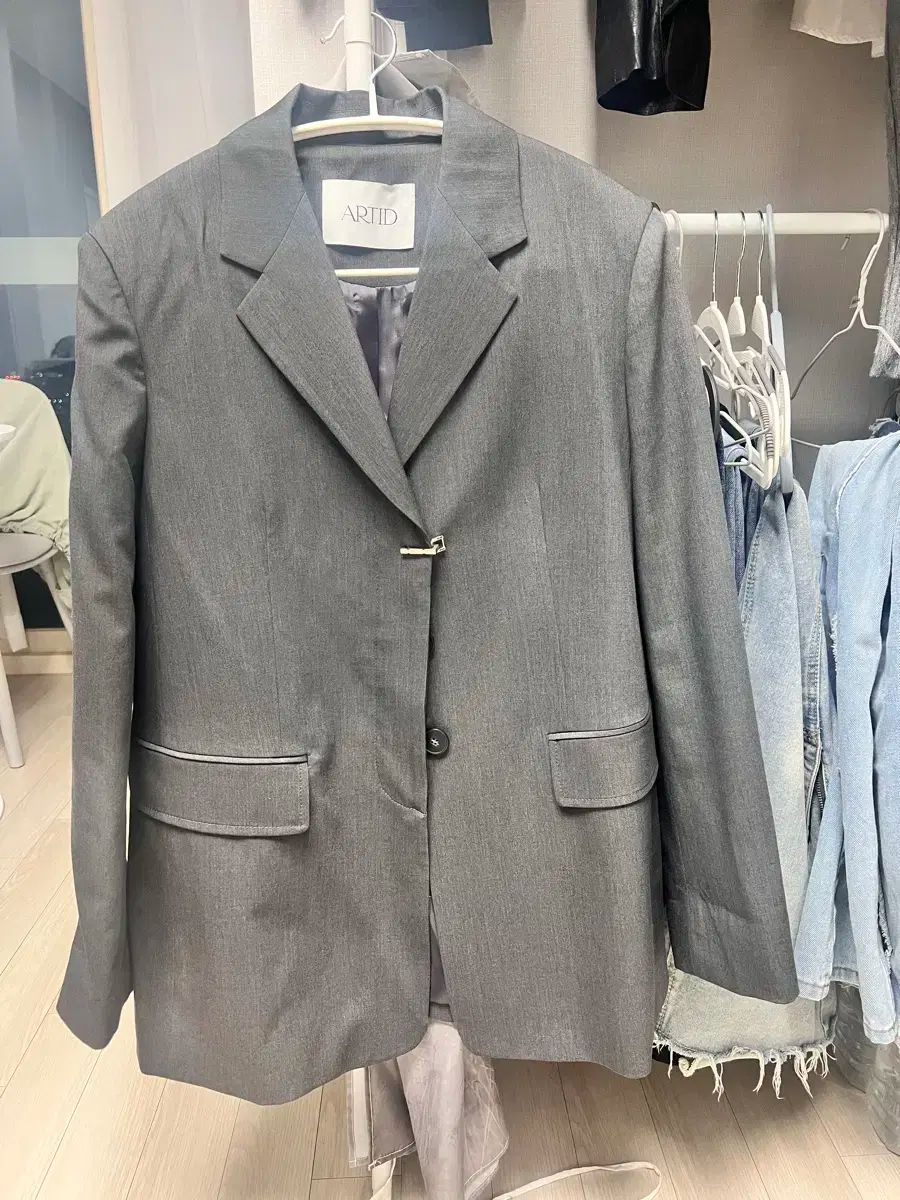 アーティッド ライトウール オーバーサイズ ブレザー ジャケット チャコール