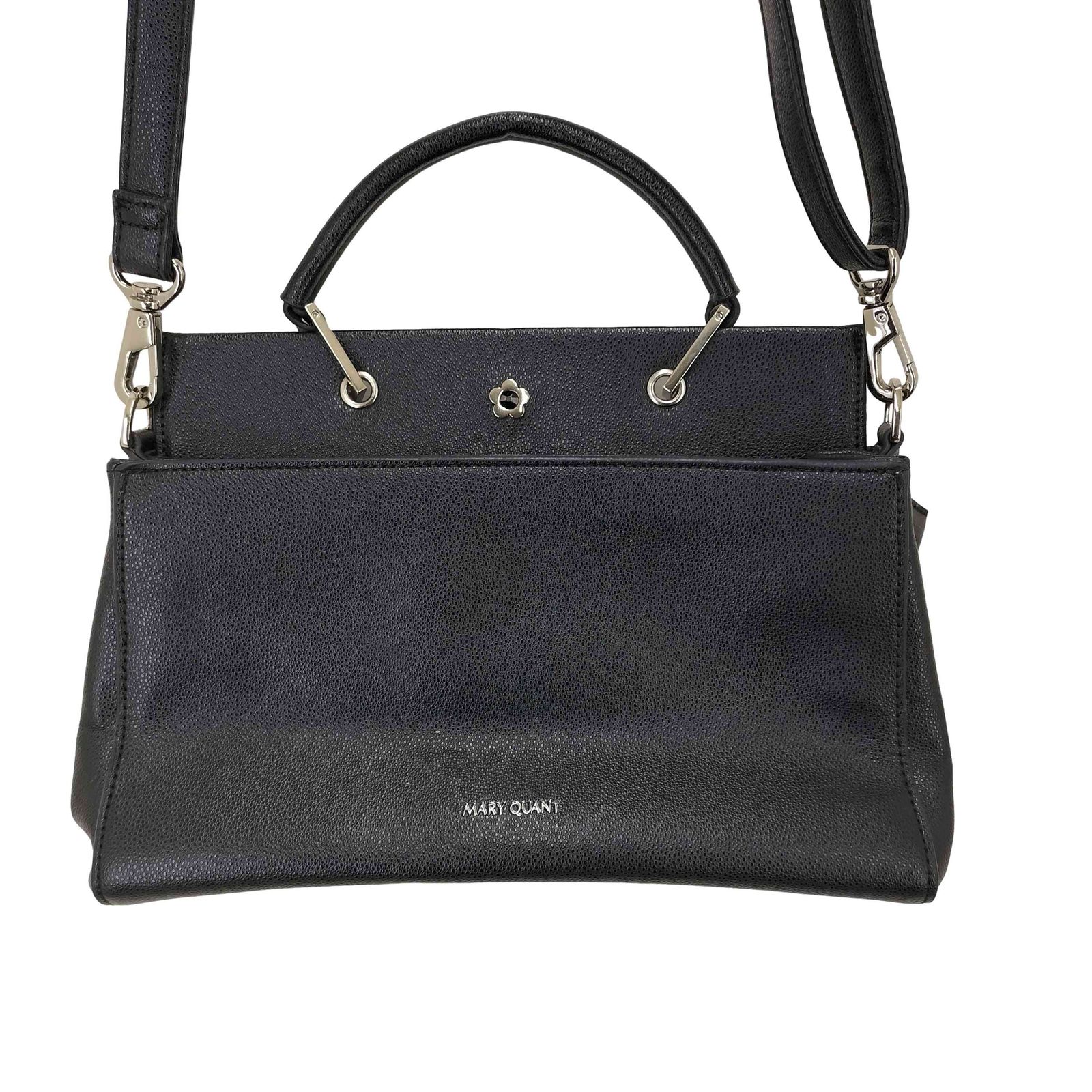 ●9518 良品MARY QUANT マリークワント　2wayバッグ　花柄　黒系 ○9518 良品MARY QUANT マリークワント 2wayバッグ 花柄 黒系