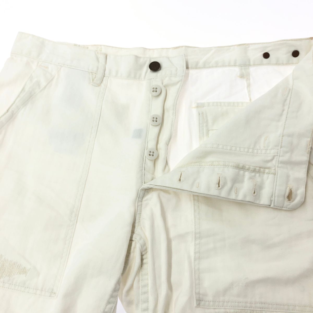 POLO RALPH LAUREN ポロラルフローレン ベイカーショートパンツ サイズ 34 SURPLUS 13スター 加工 コットン100% ホワイト メンズ