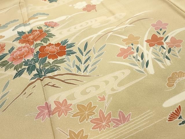 平和屋着物○訪問着 刺繍 花筏文 暈し染め 金彩 正絹 逸品