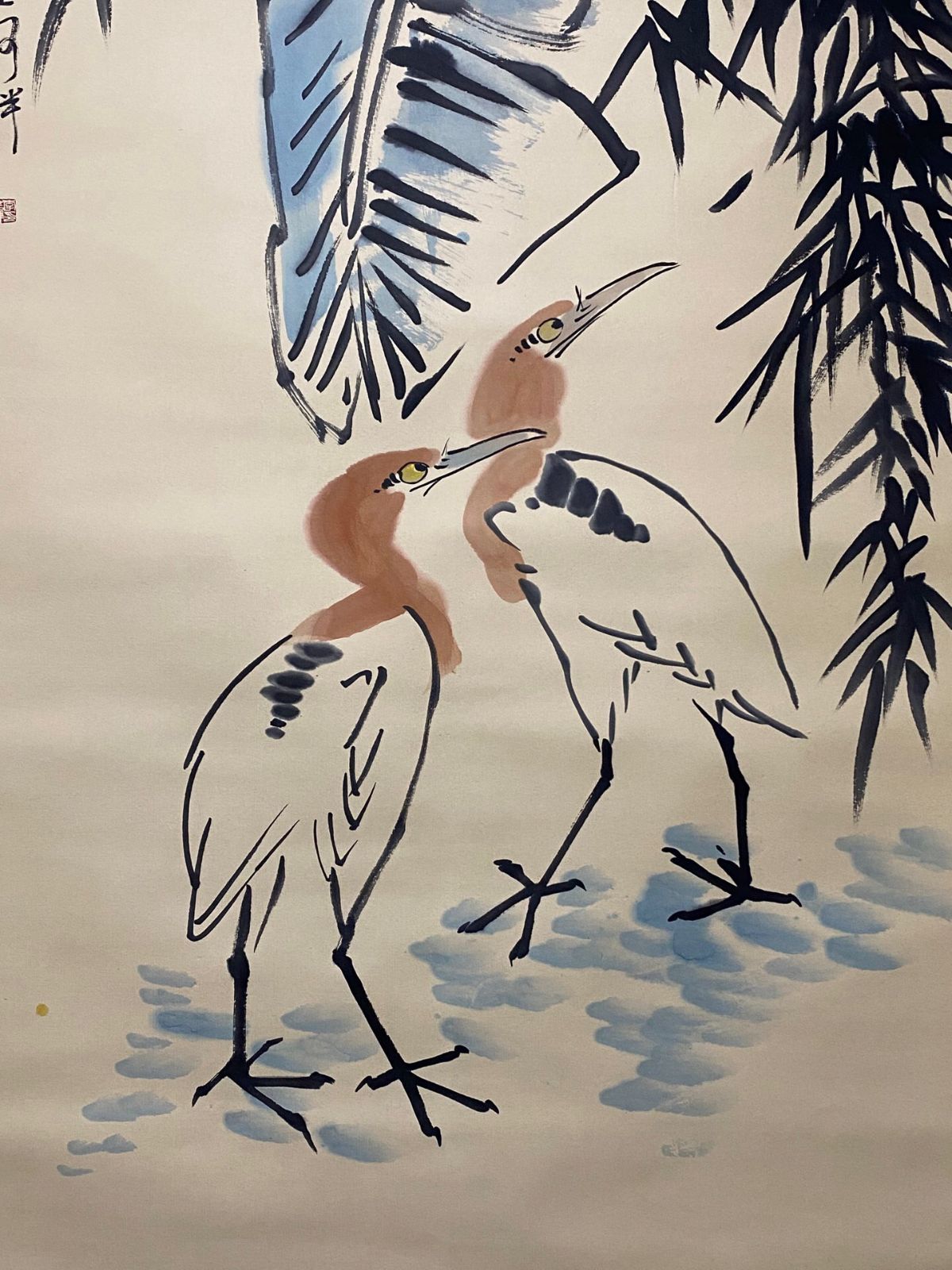 李苦禅 花鳥図 掛け軸 宣紙装裱 中堂 李苦禅 花鳥図 掛け軸 宣紙装裱 中堂