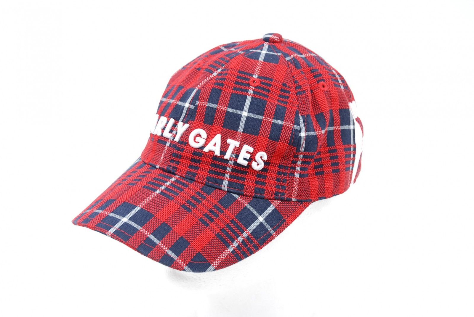 中古 パーリーゲイツ PEARLY GATES キャップ フリー レッド×ネイビー チェック柄