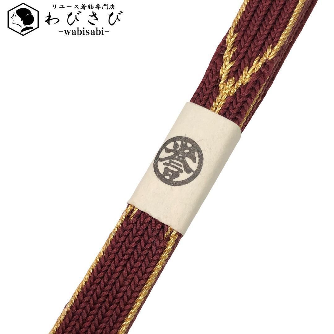 和装小物 帯締め 正絹 誉田屋源兵衛 江戸組紐 五嶋紐 深緋色 C-6635