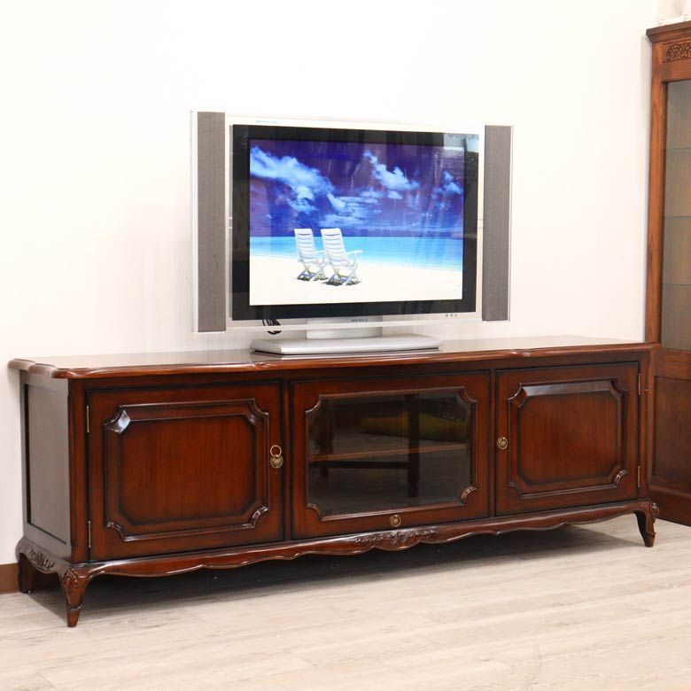 テレビボード マホガニー 180cm テレビ台 猫脚 ローボード 完成品 