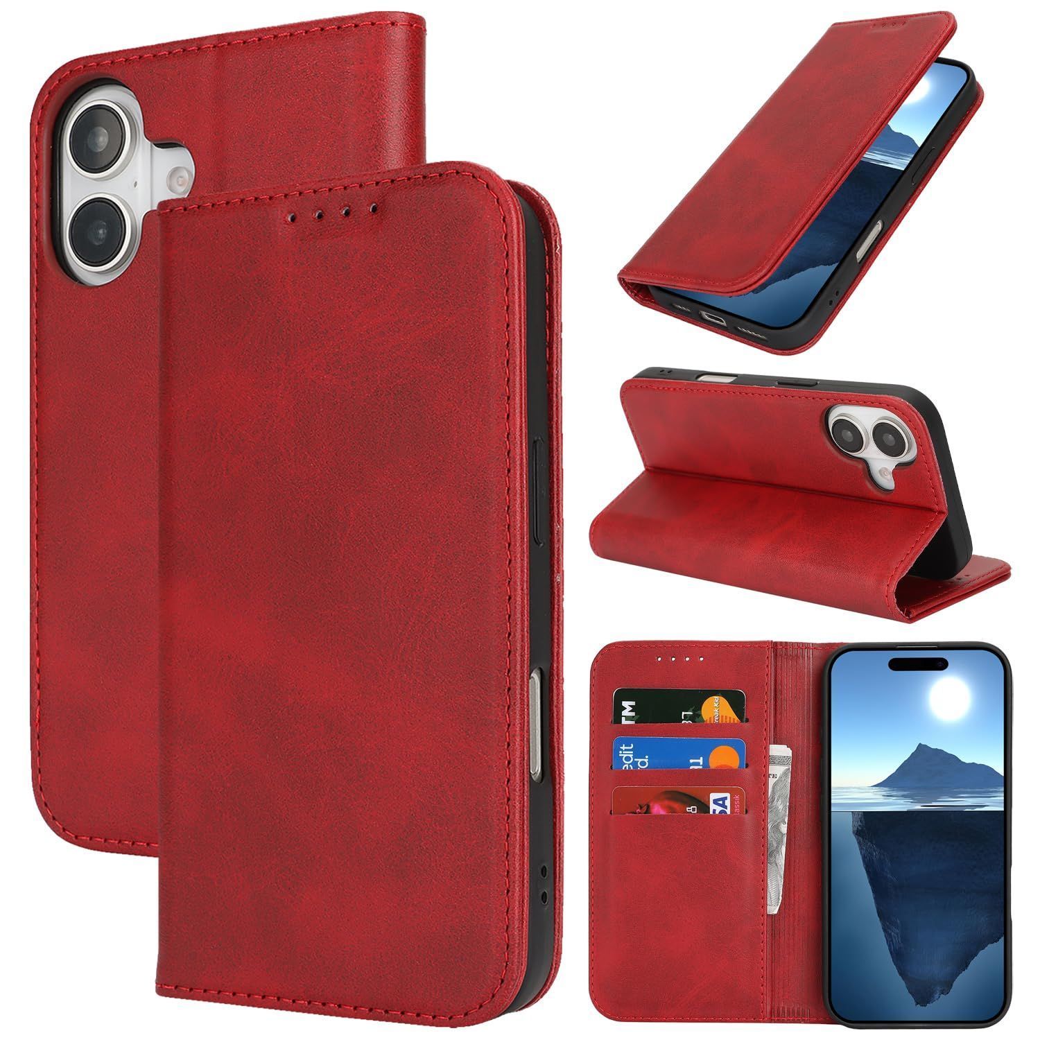 商品 for iPhone for 16plus ケース Case 手帳 ケース 携帯カバー 手帳型 内蔵マグネット Plus 合成皮革 Plus 財布型カバーカード収納 横置きスタンド機能 iPhone16 人気 16 おしゃれ アイフォン 二つ折り