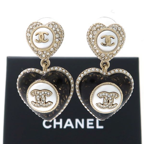 CHANEL ピアス AB9394 ハート B22 B ココマーク フェイクパール ライン ...