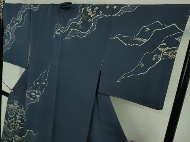 道長草花文 薄花色地