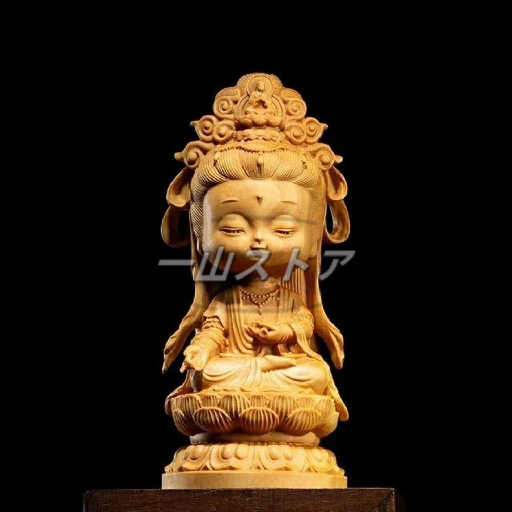 仏教美術　観音像　置物 Amazon｜仏像 木彫り 置物 観音像 風水【水月観音】菩薩像 高級