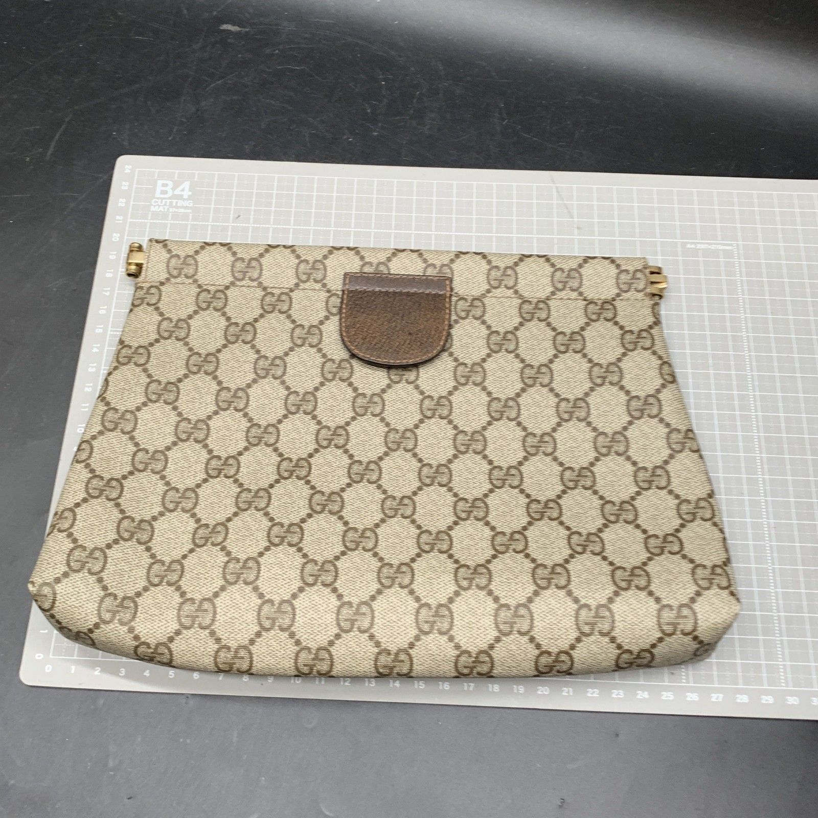 O366 オールドグッチ GUCCI GG柄 PVC セカンドバッグ クラッチ ポーチ