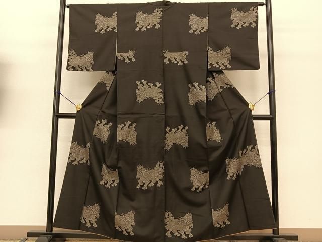 平和屋着物○本場大島紬 9マルキ 地空き 唐獅子 正絹 逸品 BAAT0870yc
