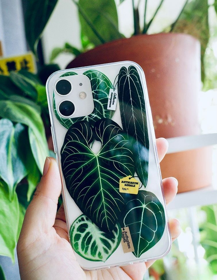 【ホワイトバージョン】熱帯植物 iphone スマホケース  観葉植物 希少 インテリア プレゼント 海外 おすすめ 人気 デザイン