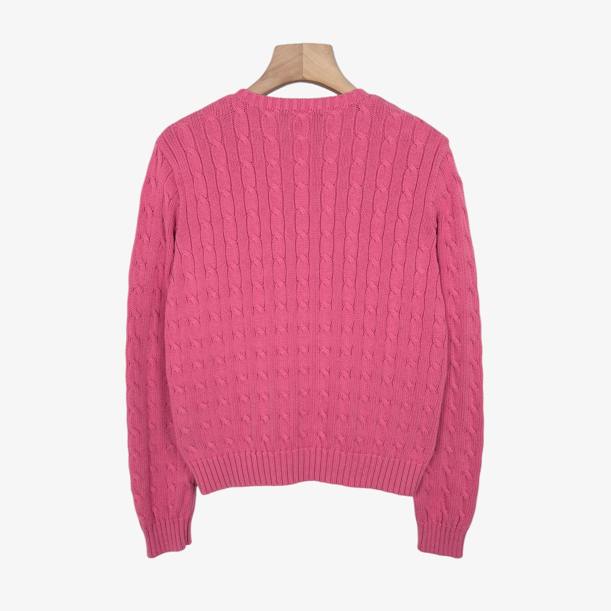 66-77 ポロラルフローレン ピンク ケーブル コットン ニット