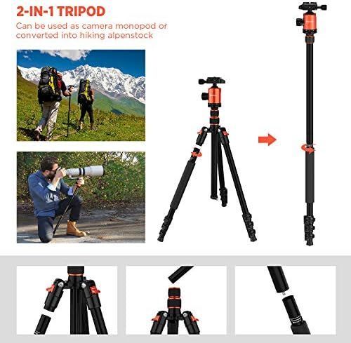 GEEKOTO 77インチ三脚 デジタル一眼レフカメラ用三脚 コンパクトアルミニウム三脚 360度ボールヘッド付き 8kgの荷重 旅行や仕事に WWW_OPDRERGINERDOGAN_COM