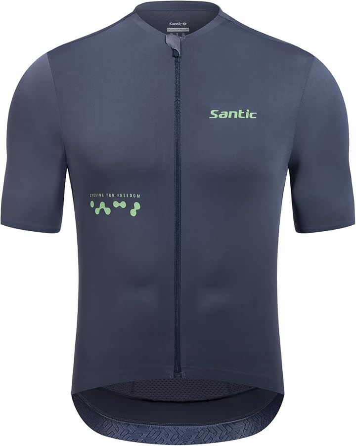 Santic (Santic) Men's Cycle Jersey, Short Sleeve, Thin, Cool Material, Cycling Wear, Cycle Wear, Road Bike Jersey, Bicycle Wear with Pockets, Elastic, Sweat Absorbent, Quick Dry, UV Protection (Gray, 2XL)